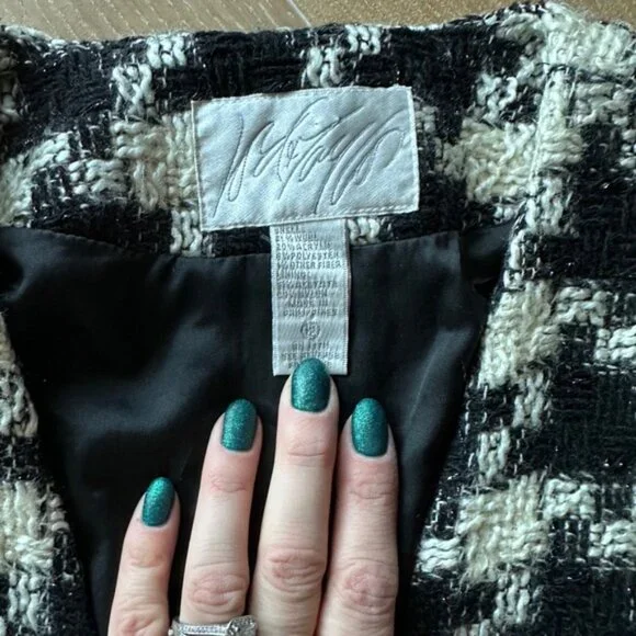 Vintage Lord & Taylor Houndstooth Tweed Blazer | Black & White Cropped 80s - Picture 4 of 6